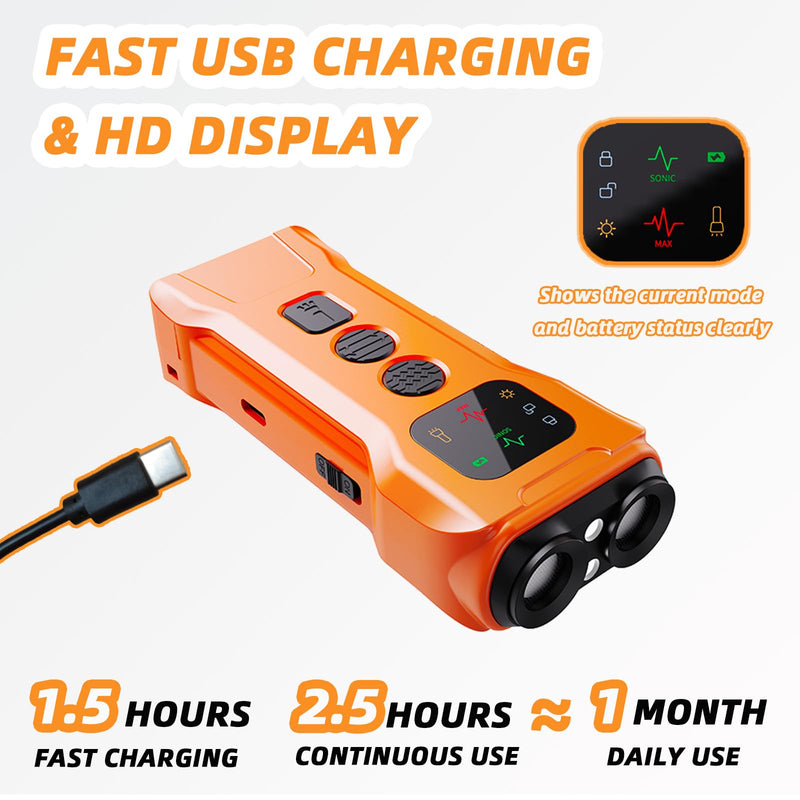 Ultrasonic Dog Bark Deterrent Devices,Rechargeable Anti Barking Device for Dogs 2025,LED Flashlight,35ft Range to Stop Barking Silencer Neighbors Dog,Safe & Effective for Dogs（Orange）
