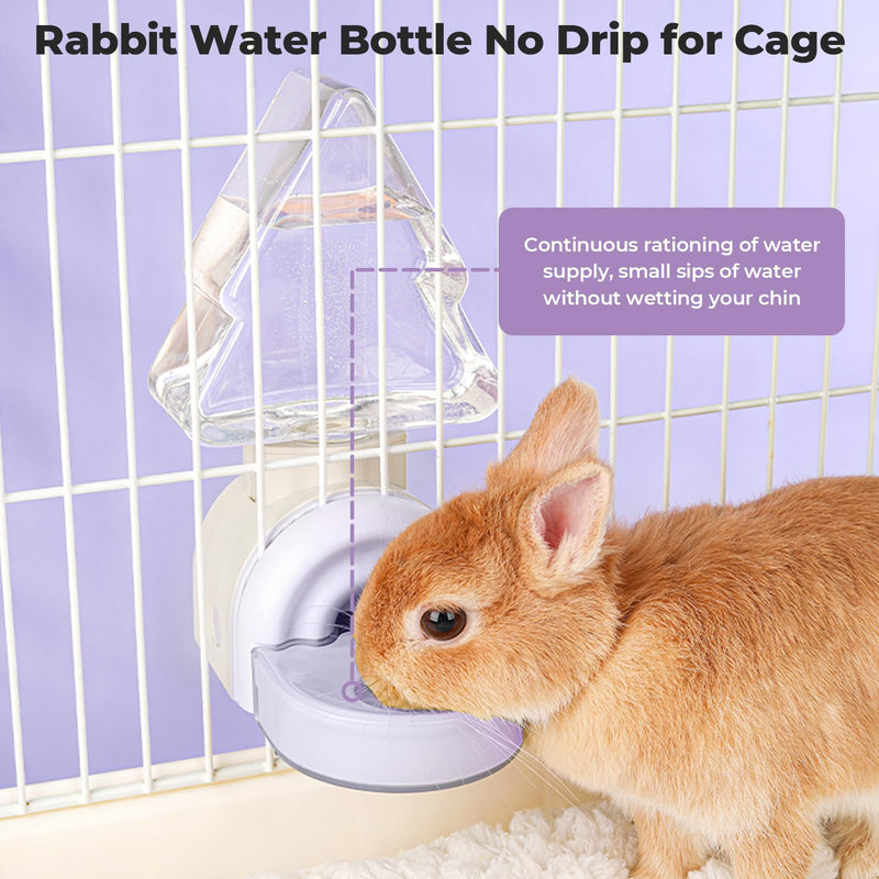 mini&moe Rabbit Water Dispenser - 17.6oz Guinea Pig Water Bottle No Drip for Cage Automatic Gravity Silent Hanging Bunny Water Dispenser with Floating Bowl for Hamster, Gerbils, Ferret, Chinchilla White - PawsPlanet Australia