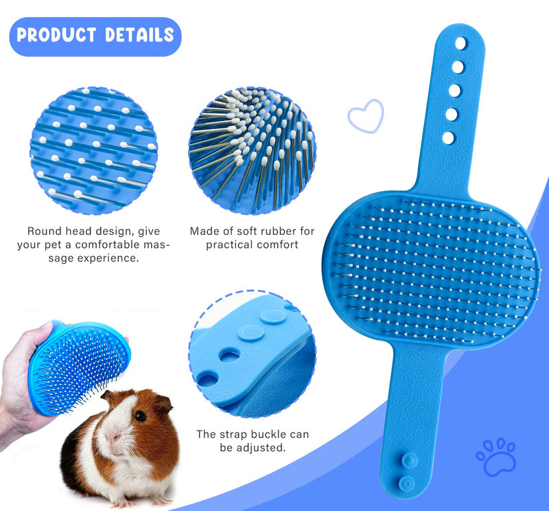 Pet Grooming Kit with Slicker Brush Bath Massage Glove Brush Pet Shedding Comb Nail Clipper Trimmer 6 Piece Set for Rabbit Kitten Guinea Pig Cat Chinchilla Ferret Small Animals Blue - PawsPlanet Australia