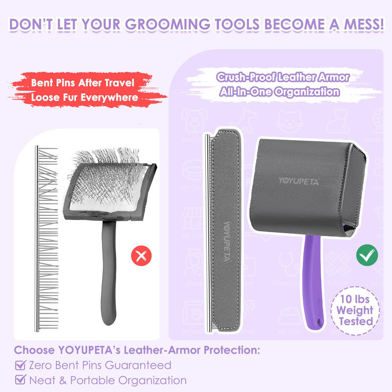 Large Slicker Brush for Dogs,Doodle Brush for Poodles, Goldendoodles, Labradoodle, Extra Long Pins for Detangling Matted Fur & Removing Tangle, Dog Grooming Kit with Wooden Handle. Purple - PawsPlanet Australia