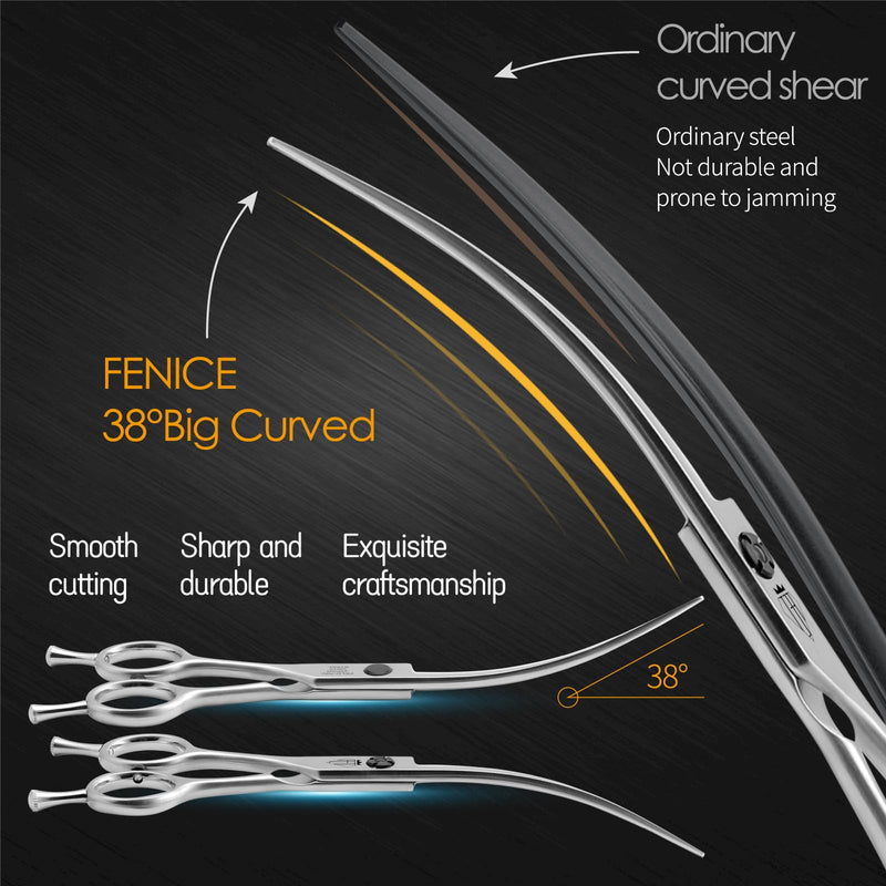 Dog Grooming Scissors: 7.0" Left Handed Pet Shears Made Of Advanced Stainless Steel Alloy for Trimming Dogs Cats and Other Pets Face and Paws Curved 7.0" - PawsPlanet Australia