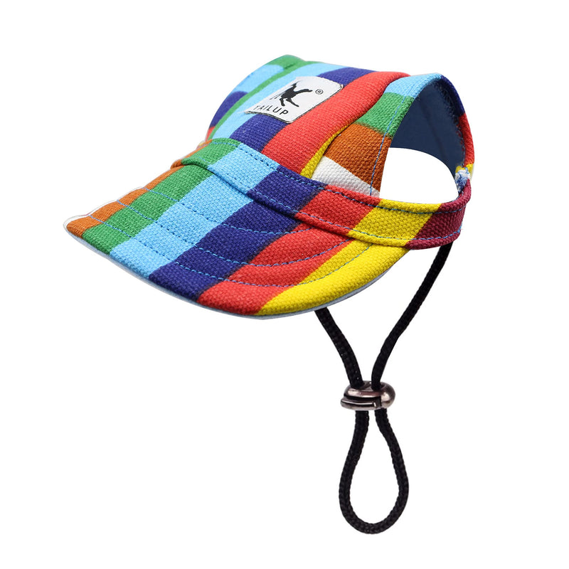 YAODHAOD Dog Baseball Cap Adjustable Dog Outdoor Sport Sun Protection Baseball Hat Pet Casual Cap Visor Sunbonnet with Ear Holes,Summer Travel Sport Hat Outfit (Stripe, L) Striped Large (Pack of 1)