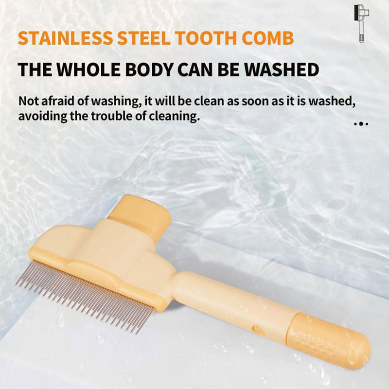 2025 Self-Cleaning Pet Hair Removal Comb & Flea Comb for Cats and Dogs Stainless Steel Grooming Brush with Release Button, De-Shedding Tool for Hair, Massaging Tangle-Free Pet Comb (Green) Green - PawsPlanet Australia