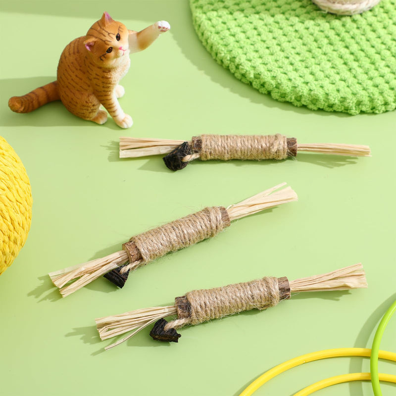 3 pieces of cat toys, chew toys made of silver vine for cats and kittens with teeth cleaning function and more social than natural chew toys.