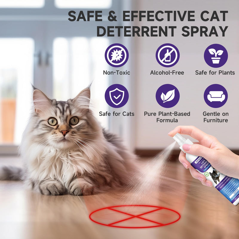 Cat Deterrent Spray 6.76 FL Oz - Cat Repellent Spray Indoor & Outdoor Repellent for Cats and Kittens, Anti-Scratch Training Aid for Furniture, Sofas, Rugs, Curtains, Plants - Non-Toxic, Alcohol-Free