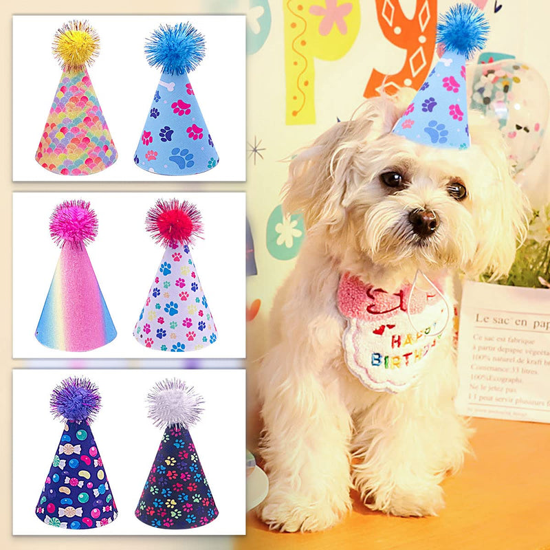 6pcs Dog Birthday Hat Party Hats Supplies for Small Medium Boy Girl Doggie Puppies Cat Kitten Decorations Grooming Accessories…