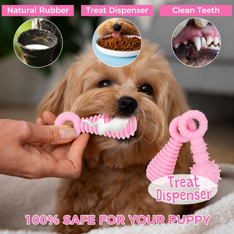 Puppy Toys, 9 Pack Puppy Chew Toys for Teething, Cute Pink Small Dog Toys, Puppy Teething Toys for Puppies, Soft Durable Interactive Dog Chew Toys for Puppy to Small Dogs Pink（9Pack） Extra Small Dog - PawsPlanet Australia