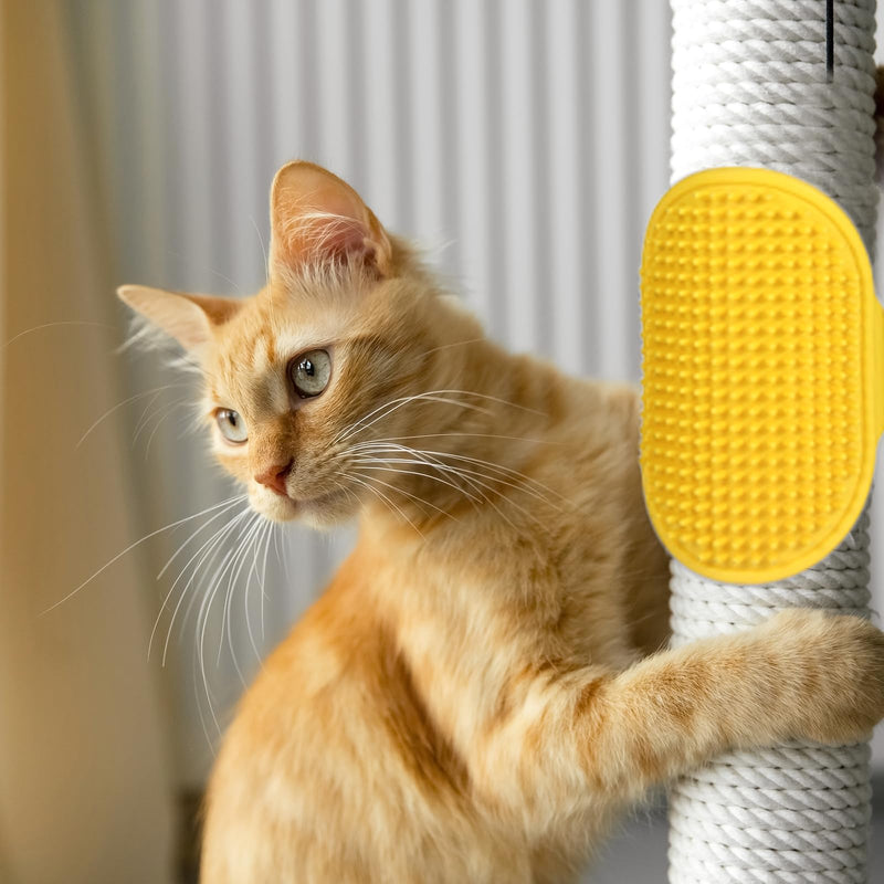 4 PCS Cat Self Groomer for Indoor Cats,Silicone Grooming Strap Pad for Cats,Adjustable & Soft Cat Massager(Green+Yellow) yellow green - PawsPlanet Australia