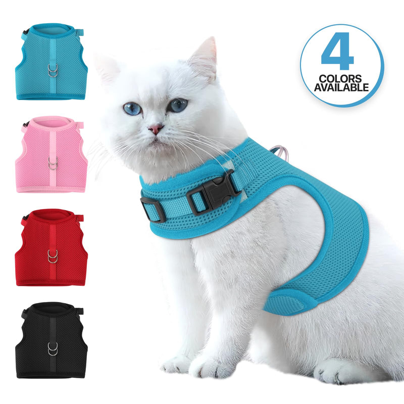 MoNiBloom Soft Cat Harness for Walking Escape Proof and Travel, Kitten Adjustable Breathable Vest Harness - Sky Blue, M - PawsPlanet Australia