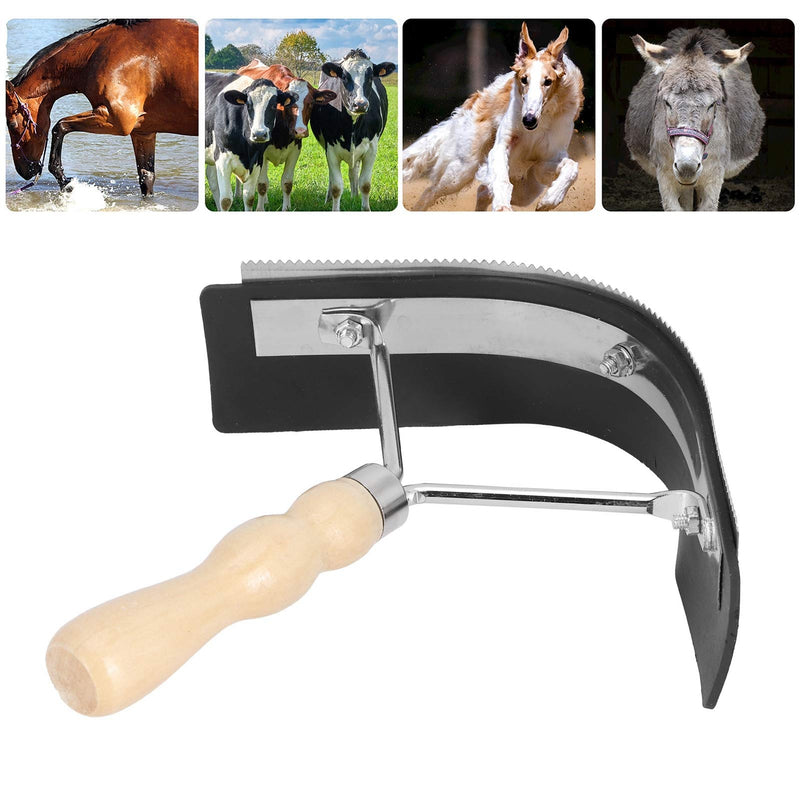 Pssopp Sweat Scraper, Horse Sweat Scraper with Wood Handle Non Slip Horse Grooming Tool Farm Supplies for Shaving and Grooming Large Livestock - PawsPlanet Australia
