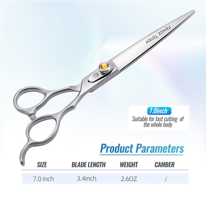Fenice Professional Dog Grooming Scissors: 7 inch Straight Shears for Dogs Trimming Made Of Japanese 440C Stainless Steel Yellow Diamond 7.0 inch - PawsPlanet Australia