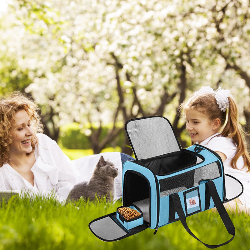 Extra Large Pet Carrier 20 lbs+, Soft Sided Cat Carriers for Large Cats Under 25 lbs, Folding Big Dog Carrier 20"x13"x13", Cat Carrier for 2 Cats Travel Carrier -Large- Blue Blue-20"x13"x13" (Oversize) - PawsPlanet Australia