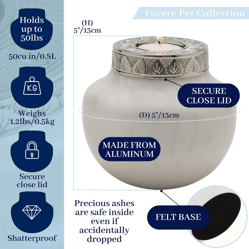 Fovere Pet Cremation Urn with Tealight Holder - Memorial Keepsake for Small & Medium Dogs, Cats, and Small Pets - Elegant Urn for Ashes with Candle Holder & Velvet Bag (Holds Up to 50 lbs Pet Weight) - PawsPlanet Australia