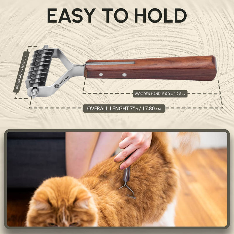 Flamia & Jabz Undercoat Rake for Dogs & Cats, Dematting Grooming Stripper Tool (8 Blades) 8 Blades - PawsPlanet Australia