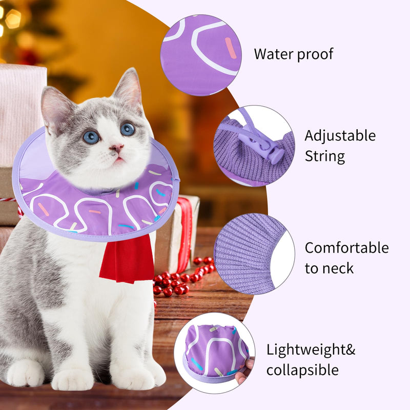 Cat Recovery Collar Lightweight Soft Cats Cone Cute Donut Shape Adjustable Fasteners Waterproof Pet Collar After Surgery to Prevent Licking for Kitten and Puppy (Purple, Extra Small) Purple