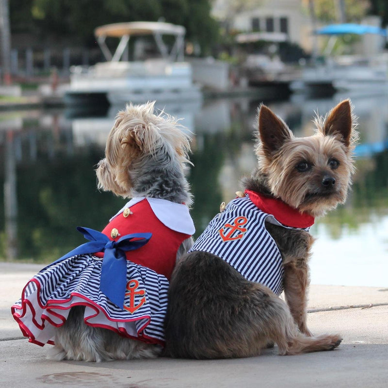 DOGGIE DESIGN Sailor Girl Dog Dress with Matching Leash (S) Small - PawsPlanet Australia