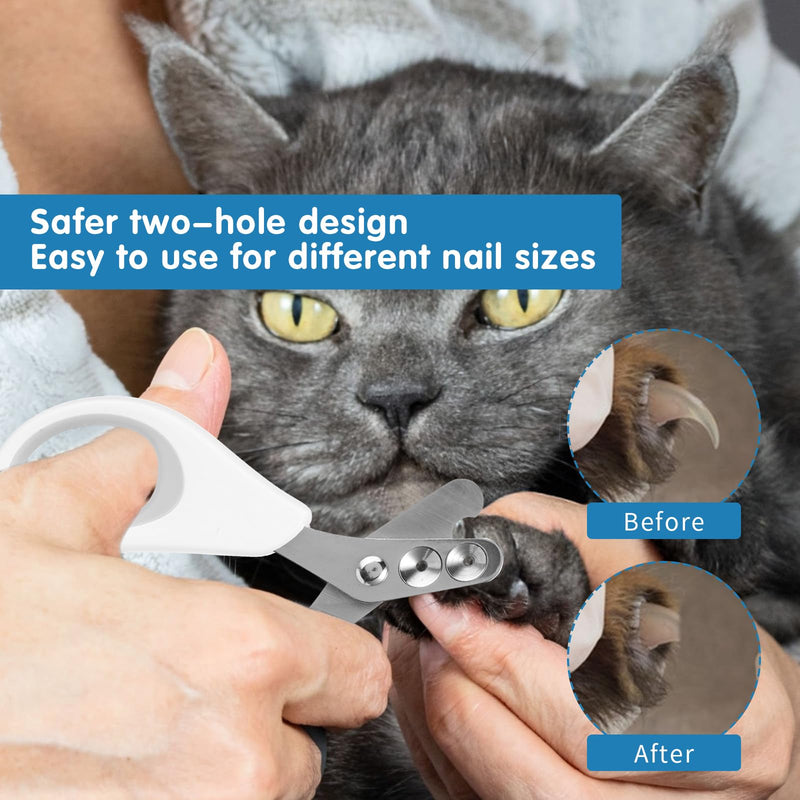 Cat Nail Clippers with Circular Cut Hole, 0.06” & 0.08” Double Round Hole Cat Nail Trimmer, Avoid Over Cutting Pet Nails Clippers with Safety Guard for Novice Pet Families - PawsPlanet Australia