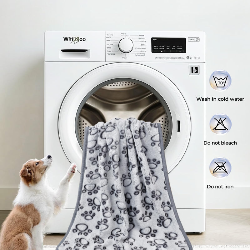 Luciphia Premium Soft Dog Blanket for Small Medium Large Dogs Washable 300GSM Fluffy Warm Fleece Puppy Cat Paw Print Pet Flannel Pcs2 Grey Paw XL(57"x40") XL(57"x40") - PawsPlanet Australia