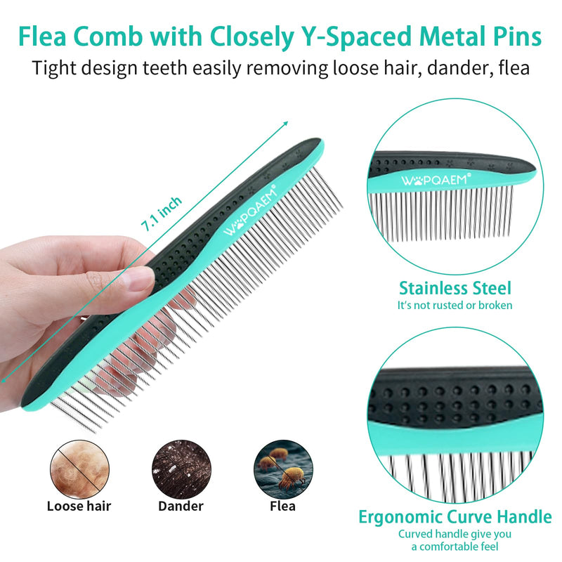 5 PCS Self Cleaning Slicker Brush & Pet Grooming Rake & Bath Brush & Nail Clippers & Pet Comb for Dogs and Cats,Professional Deshedding Dematting Tool for Long and Short Haired Pets Green-5pc - PawsPlanet Australia
