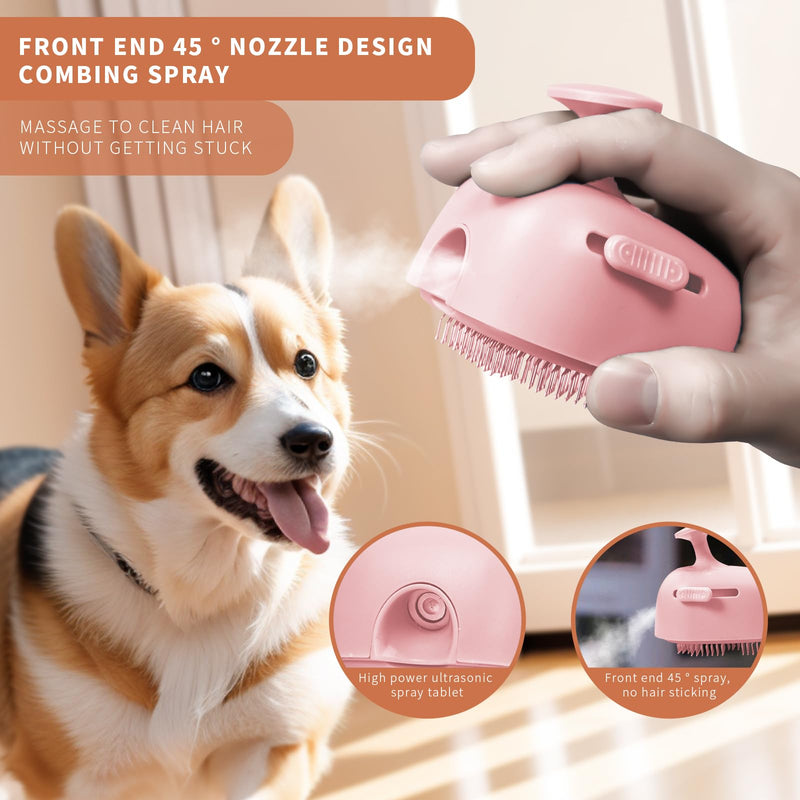 4 in 1 Cat Steam Brush for Shedding, Rechargeable Cat Brush with Steam, Steam Pet Hair Brush for Indoor Cats, Massage, Cleaning, Shedding, Combing & Remove Floating Hair All In One(Pink) Pink - PawsPlanet Australia