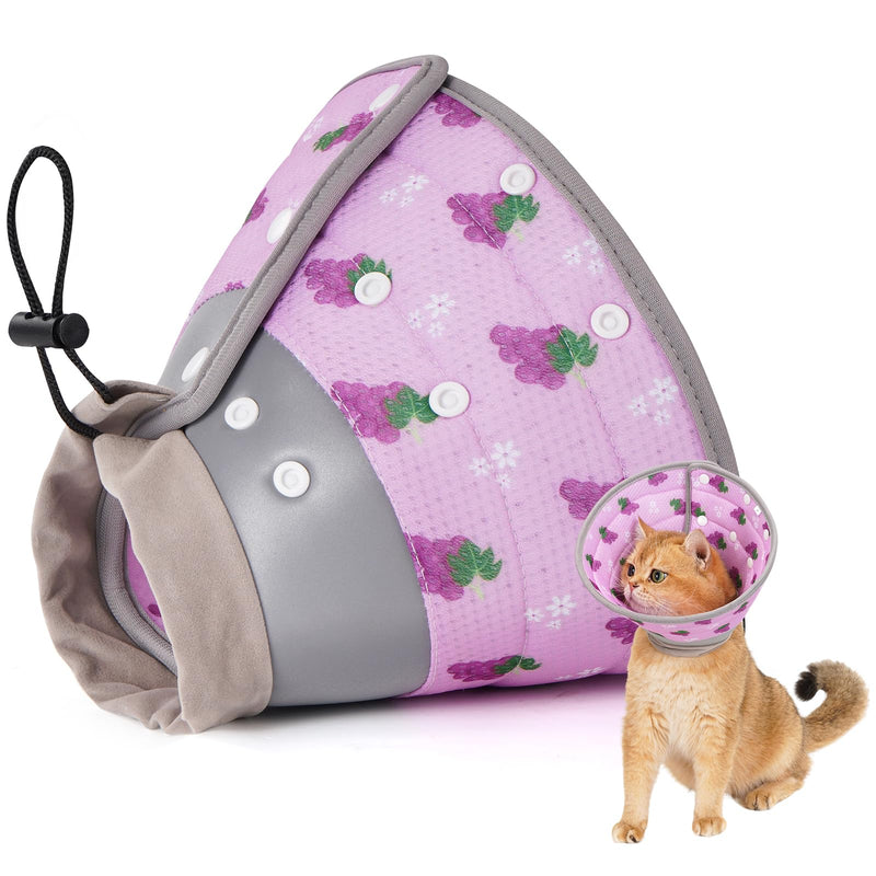 Avont Foldable Cat Cone Collar Soft to Stop Licking Bundle with Breathable Cat Recovery Suit for Post-Surgery -S