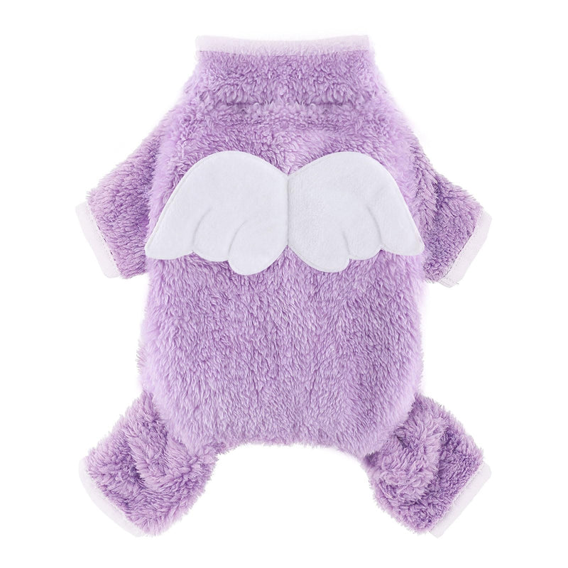 Dog Pajamas Fuzzy Velvet Dog Sweater, Angel Wings Dog Winter Pjs Clothes for Small Dogs Girl Boy, Dog Outfits for Chihuahua Clothes Yorkie, Pet Jumpsuit, Cat Apparel Angel Wings-01 - PawsPlanet Australia