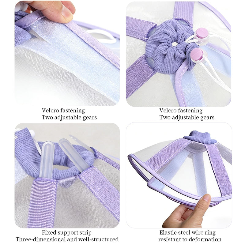 Conical Collars for Cats, Purple Breathable Air Fabric, Post-Operative Protective Collar to Prevent Licking, Adjustable Size, Suitable for Kittens and Cats