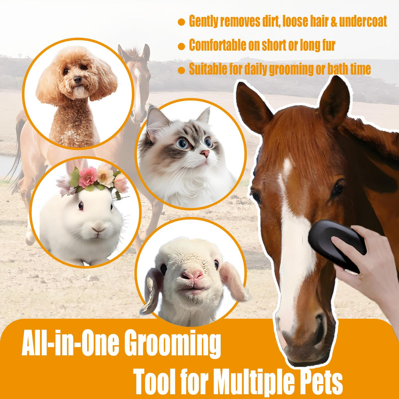 2-in-1 Horse Grooming Brush – Double-Sided Deshedding & Curry Comb Tool for Horses, Dogs & Cats, Soft & Hard Bristles, Pet Grooming & Bathing Supplies - PawsPlanet Australia