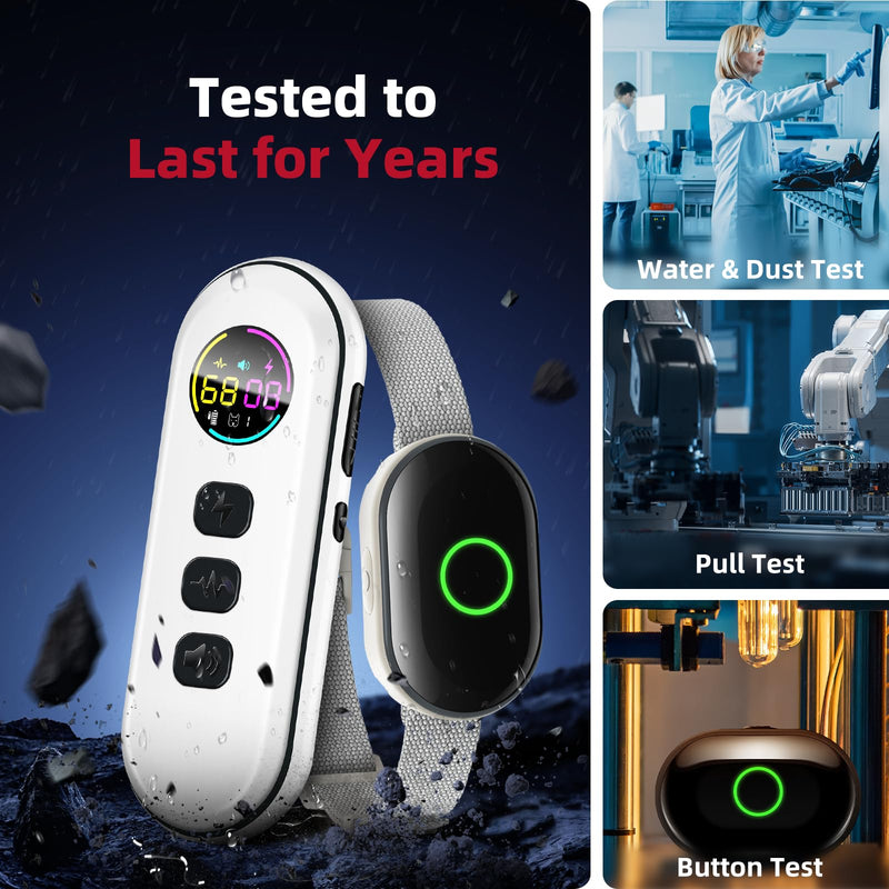 2025 Upgraded Shock Collar for Dogs, Dog Training Collar with Remote Control for Medium Large Dogs, 3 Training Modes - Beep, Vibration and Shock with Safety Lock, IPX7 Waterproof, Rechargeable,White White 15LBs+ - PawsPlanet Australia