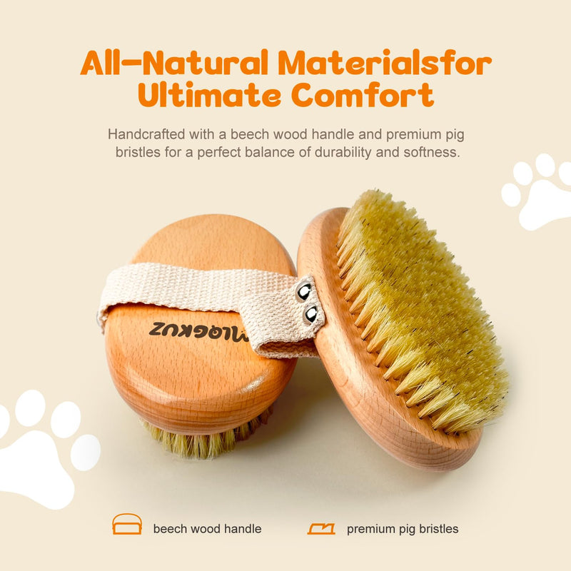 Professional Dog Brush Boar Bristle for Short-Haired Dogs - Reduces Shedding, Non-Slip Grip, Gentle Grooming - PawsPlanet Australia