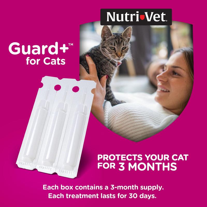 Nutri-Vet Guard+ for Cats - Flea & Tick Prevention for Cats 1.5 lbs and Up - Waterproof - 30 Days of Protection - 3 Month Supply