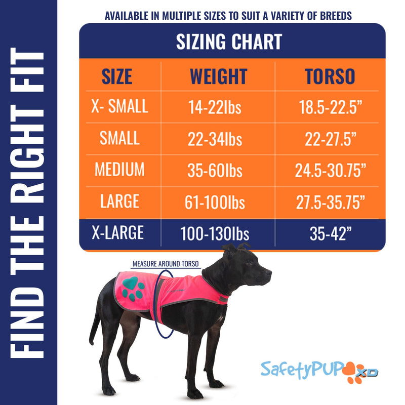 SafetyPUP XD Dog Reflective Vest – Hi-Vis Fluorescent Visibility That Helps to Safeguard Your Pet On/Off Leash in Urban & Rural Areas (Pink, X-Large) Pink - PawsPlanet Australia