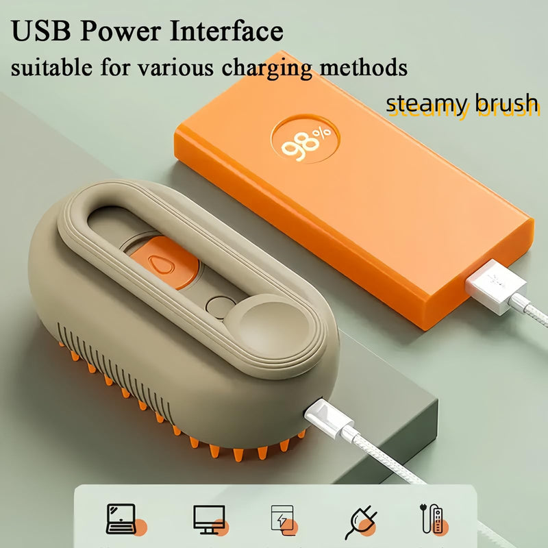 Steamy Brush Pro, 2024 Upgraded, 3 in1 Cat Steamy Brush - Coffee, Cat Brush with Steam for Shedding - PawsPlanet Australia