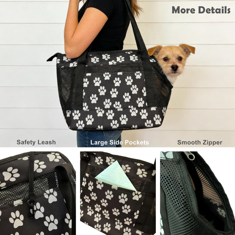 Dog Purse Carrier for Small Dogs with Pocket,Dog Carriers Soft Sided,Pet Carrier Purse for Puppy and Cats Up to16 lbs,Dogs and Puppies Tote Bag Carrier,Collapsible Travel Puppy Carrier Black Medium(2-9LBS) - PawsPlanet Australia