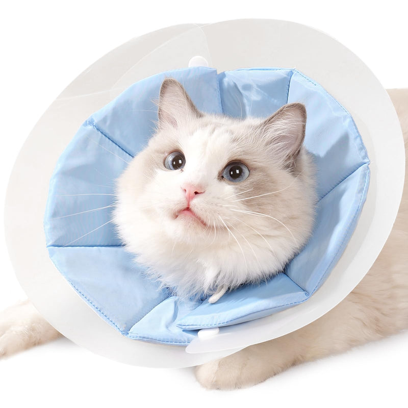 Cat Cone Collar Soft, Lightweight Cat Cones to Stop Licking, Adjustable Soft Cone for Cats After Surgery, WaterProof Kitten Cones Elizabethan Collar for Cats Recovery Collar Soft Cat Neck Cone Medium Blue