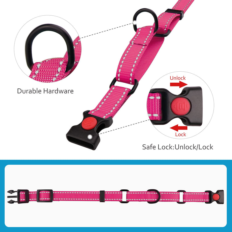 Martingale Dog Collar and Leash Set Martingale Collars for Dogs Reflective Martingale Collar for Small Medium Large Dogs(Hot Pink&L) L Hot Pink - PawsPlanet Australia