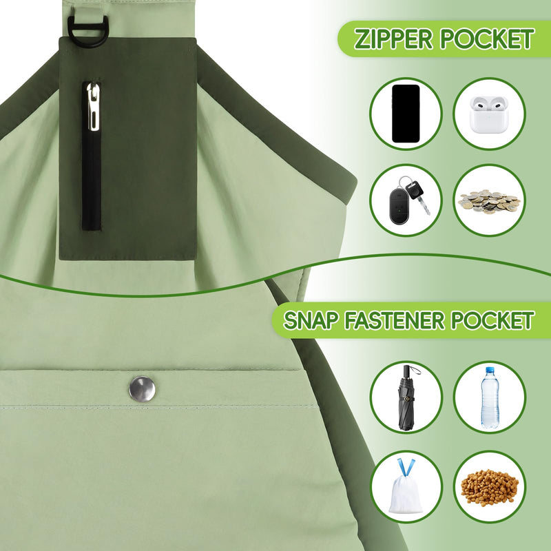 Dog Carrier Sling, Hands Free Pet Sling Carriers for Small Dogs and Cats, Thick Padded Shoulder Strap Adjustable Dog Carriers with Storage Pocket, Water-Resistant Puppy Carrier Purse, Green - PawsPlanet Australia