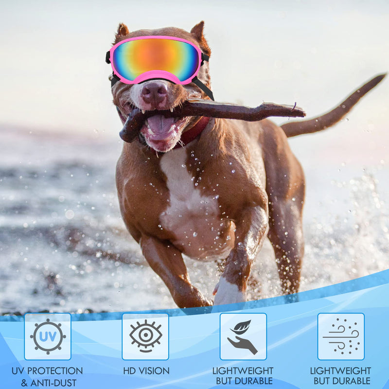 Large Dog Sunglasses Dog Goggles Pet Glasses Pet Eyewear with Adjustable Strap,Glasses for Medium Large Dog Swimming Skating Glasses UV Proof Windproof Dustproof Pink - PawsPlanet Australia