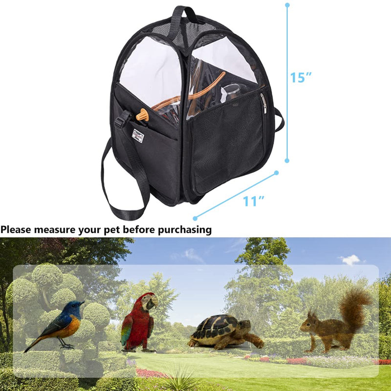 MESINURS Bird Travel Cage Bag with Stand, Tray, Feeding Cup - Outdoor Pet Bird Carrier Backpack for Parrot, Cockatiel, Parakeet Budgie, 11"x15" - PawsPlanet Australia