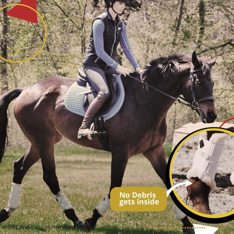 Kavallerie Classic Tendon Boots, Impact-Absorbing Material, Breathable & Evenly Distribute Pressure, Protect Tendon and Ligaments, Anti-Slip, Anti- Sore and Moisture Repellant Show Jumping Boots Support Boots(fleece), White Large - PawsPlanet Australia