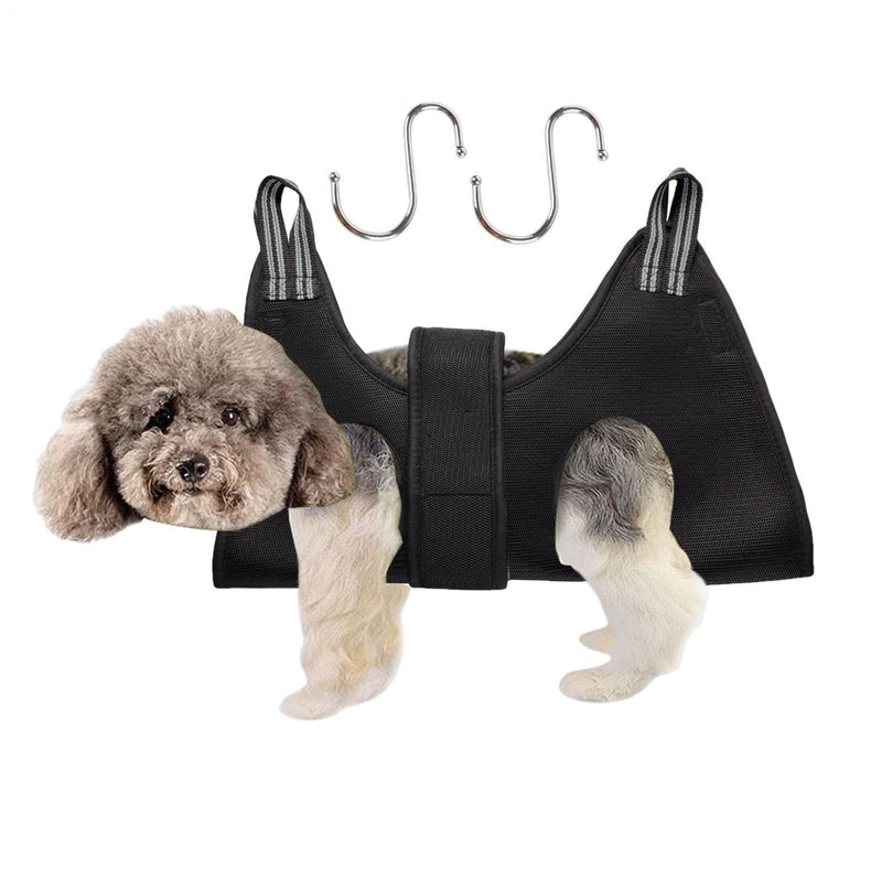 Cat owners for grooming | Dog and cat nail scissors sling restraint bag, no scratching - hanging mat loop for bathing, nail trimming, nail cutting, examination L Black