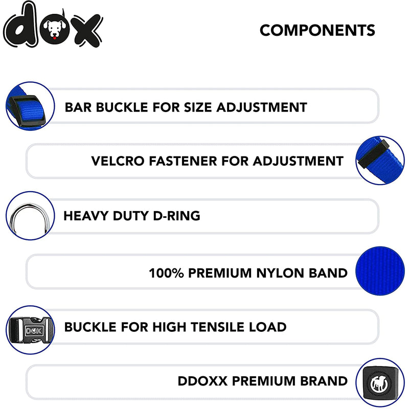 DDOXX Step-in Dog Harness for Small Dogs - Lightweight, Breathable, Durable Nylon, Safety Buckle, Metal D-Ring - Heavy Duty, Adjustable, Escape-Proof XS Puppy Harness in Blue for Training and Walking XS - 0.4 x 12.6-17.5 in - PawsPlanet Australia