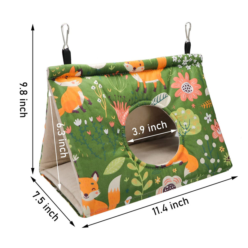 Wontee Bird Nest House Winter Warm Snuggle Hut Bird Bed Hanging Hammock for Parakeets Caique Senegal Quaker Parrots Cockatiels Conures (Large, Green) Large - PawsPlanet Australia