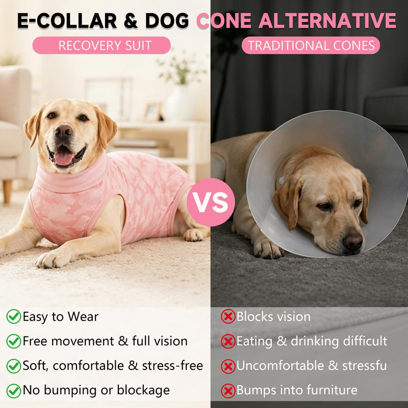 Dog Recovery Suit for Female Dogs,Soft Onesie for Dogs After Surgery,Breathable Anti Licking Surgical Recovery Shirt for Spay Neuter,Cone & E-Collar Alternative(Pink Camo,S) Pink Camo S