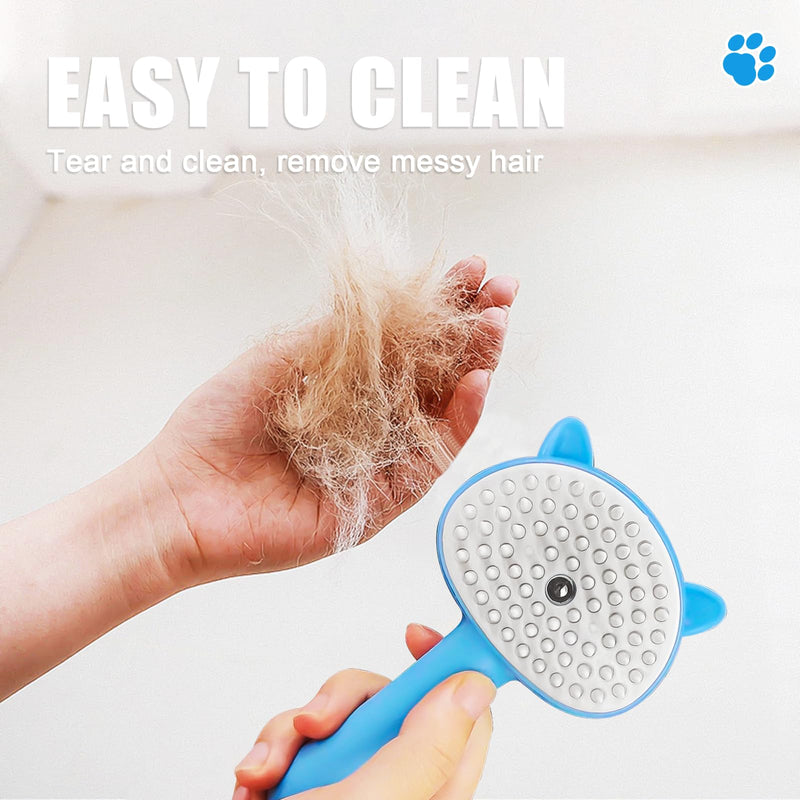 Pet Steam Spray Brush, 4-in-1 Steam Cat Brush with Handle, Rubber Pet Spray Brush, Rubber Pet Spray Brush with Release Button, Dog Comb with Longhair & Shorthair Cat & Dog Cleaner (Blue) Blue - PawsPlanet Australia