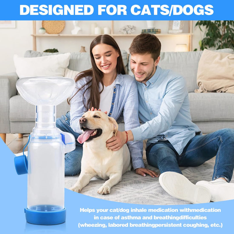Yuragim Pet Inhaler Spacer with 2 Sizes Masks for Cats Dogs Cat Hand Inhaler Spacer with Indicator, Pet Aerosol Chamber for Home and Outdoor Use