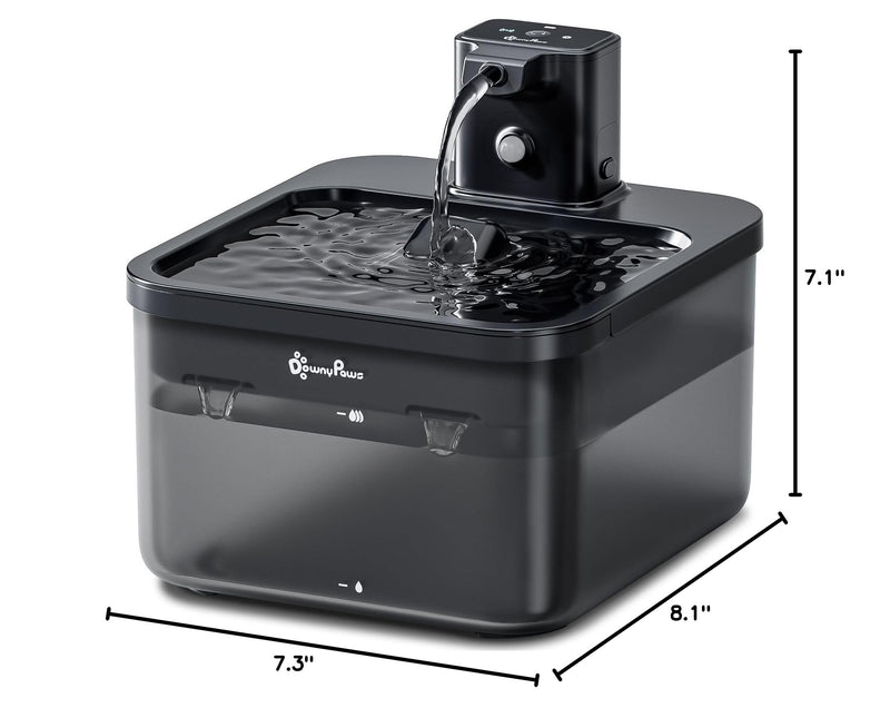 DownyPaws Cat Water Fountain Cordless, 84oz/2.5L Fursink Wireless Pet Water Fountains for Cats Indoor, Battery Operated Cat Drinking Fountain with Motion Sensor, Ultra Quiet Pump, BPA-Free, Black ABS Black - PawsPlanet Australia