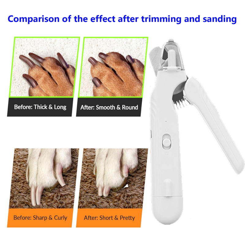 Cat nail grinders & clipper, dog grinder clippers trimmers, for dogs electric best indoor cats painless claw care nails with guard light, quiet grooming led pet cutter, small rechargeable (White) White - PawsPlanet Australia