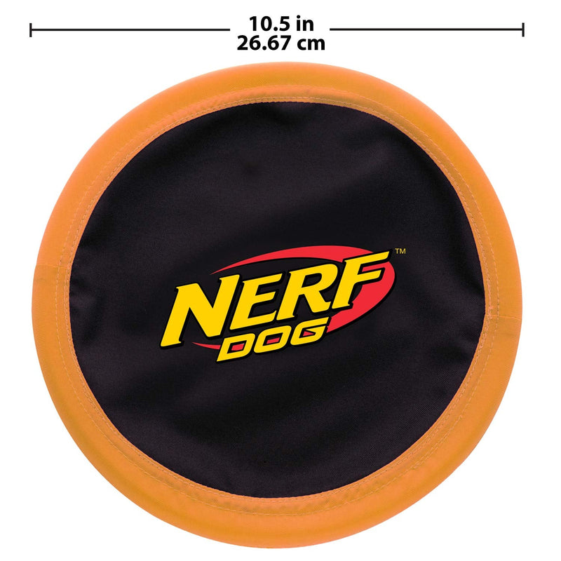 Nerf Dog Zone Flyer Dog Toy, Flying Disc, Lightweight, Durable and Water Resistant, Great for Beach and Pool, 10.5 inch diameter, for Medium/Large Breeds, Single Unit, Orange/Black - PawsPlanet Australia