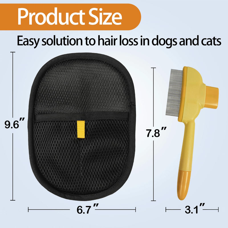 Pet Hair Removal Glove, Pet Flat Tooth Comb, 2Pcs, Pet Grooming Glove and Undercoat Rake Deshedding Tool Set for Dogs Cats Hair Removal Brush Kit for Shedding Control, Magic Brush - PawsPlanet Australia